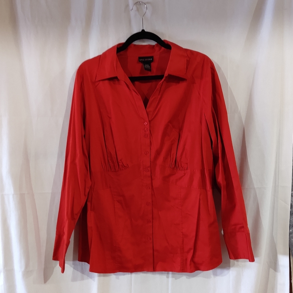 Lane Bryant Pumpkin Cotton Button Down Shirt  Long Sleeve Collared  Size 18/20